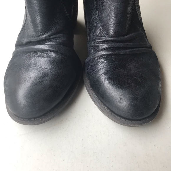 NAYA | Black Virtue Leather Buckle Block Heel Booties Size 8.5 - Picture 3 of 9